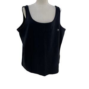 Avenue Stretch Tank Top Cotton Black Scoop Neck